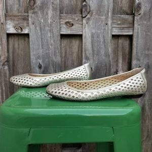 Michael Kors White Gold Rose Metallic Flats